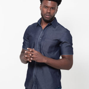 CAMISA SOCIAL JEANS MANGA CURTA