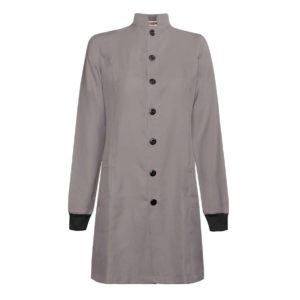 JALECO FEMININO GOLA PADRE MANGA LONGA CINZA CLARO