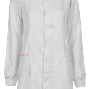 JALECO FEMININO GOLA PADRE BRANCO VIVO ROSA