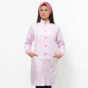 JALECO FEMININO GOLA PADRE MANGA LONGA ROSA CLARO