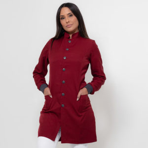 JALECO FEMININO GOLA PADRE MANGA LONGA VINHO