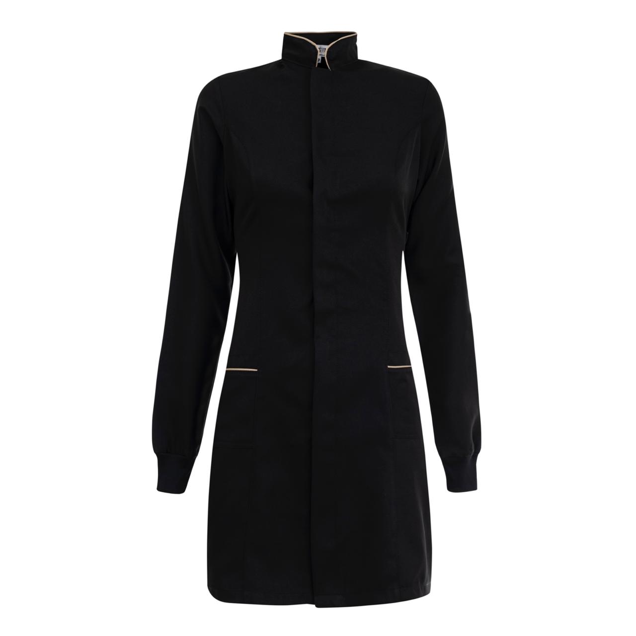 JALECO FEMININO GOLA PADRE SLIM detalhes   BEGE