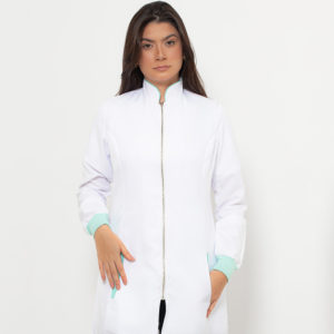 JALECO FEMININO GOLA PADRE SLIM ZÍPER VERDE