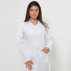 JALECO LUIZA FEMININO MANGA LONGA ACINTURADO BRANCO