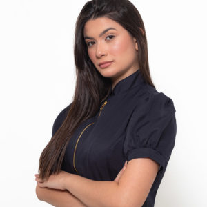 JALECO SLIM ZIPER MANGA CURTA PRINCESA PRETO